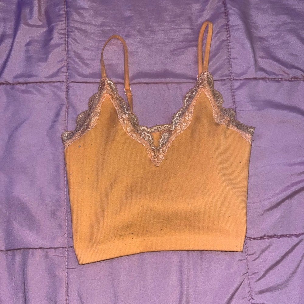 Orange lace crop top
